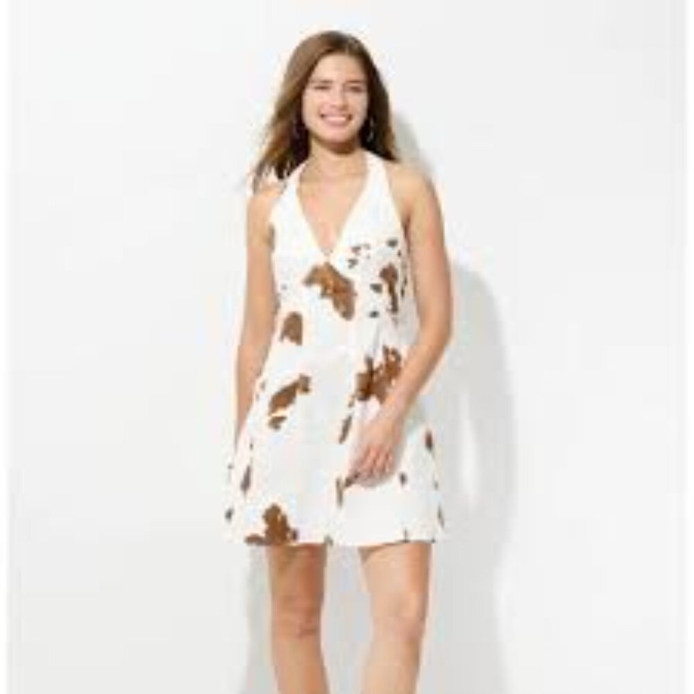~Women's Twill Mini Dress - Wild Fable Cream Cow Print~L~NWT's~SOLD OUT!